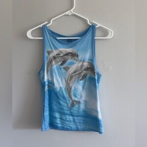 BDG Blue Dolphin Print Tank Top